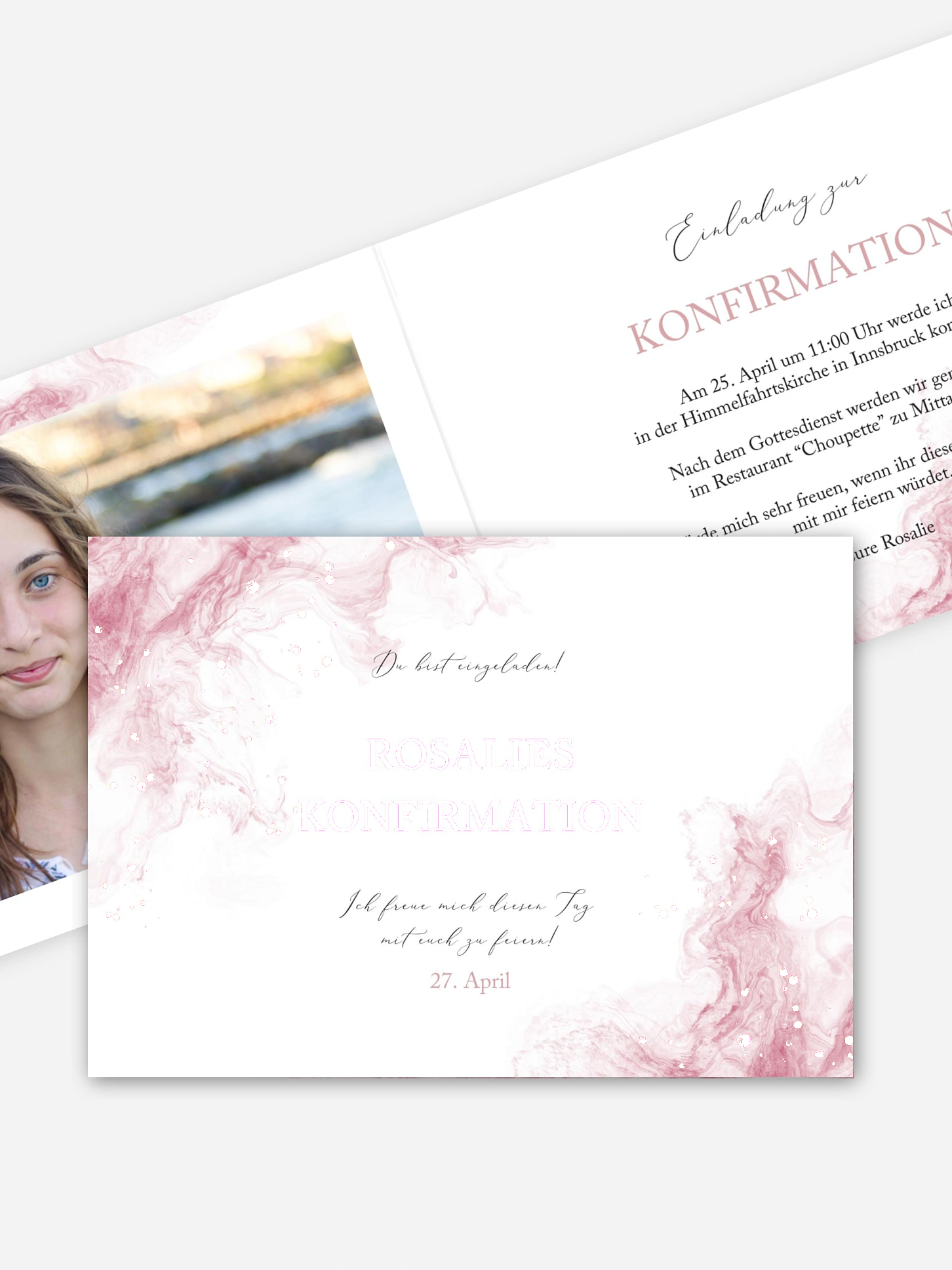 Konfirmationseinladung Rose Cloud