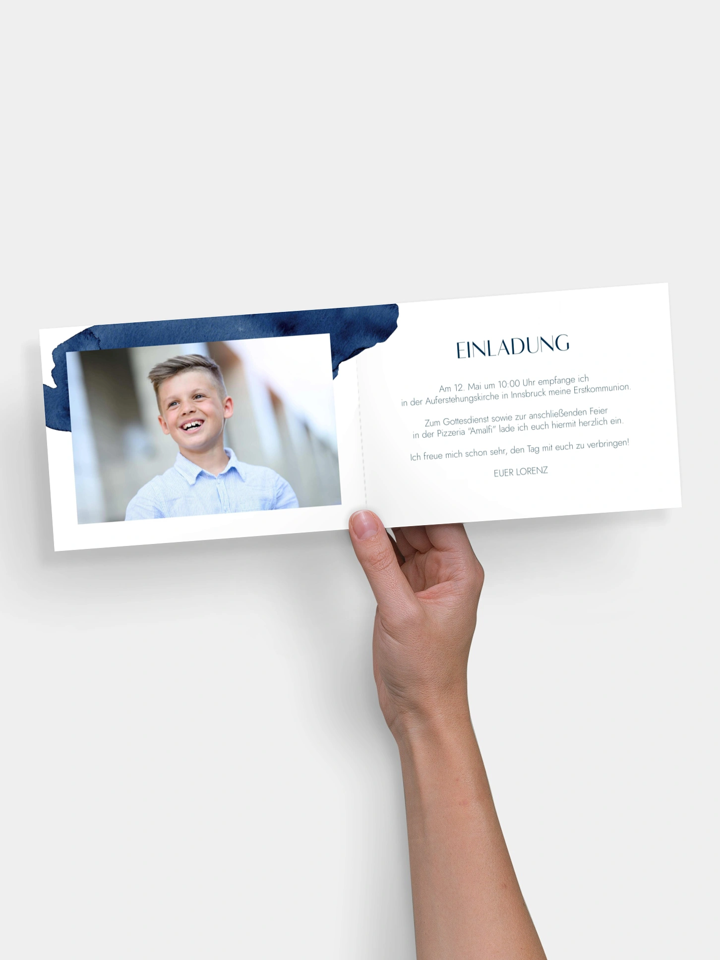 Kommunionseinladung Simple Blue