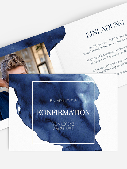 Konfirmationseinladung Simple Blue