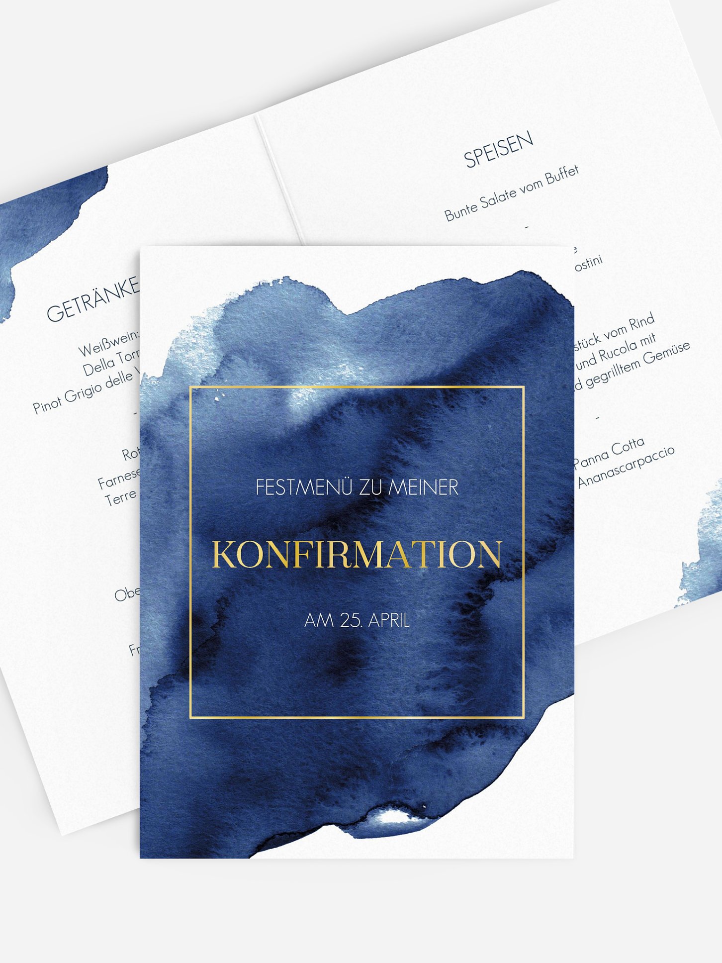 Menükarte Konfirmation Simple Blue