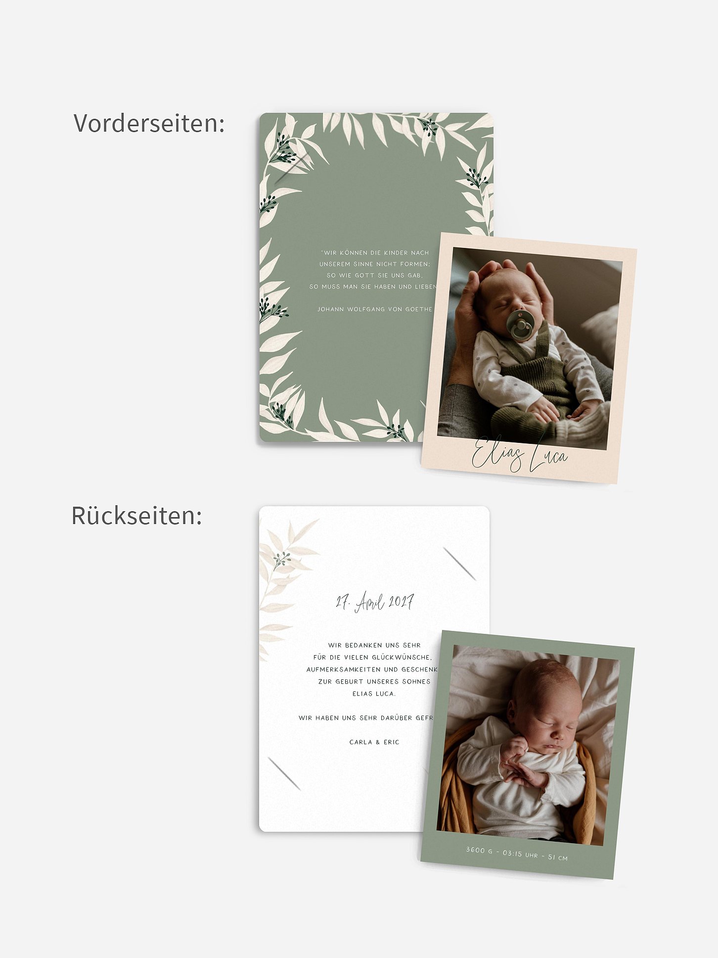 Geburtskarte Blühender Bogen