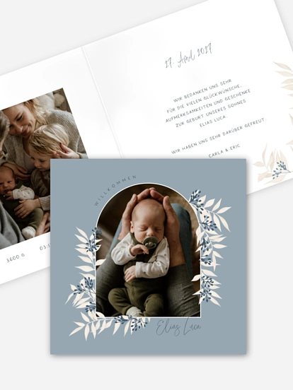 Geburtskarte Blühender Bogen