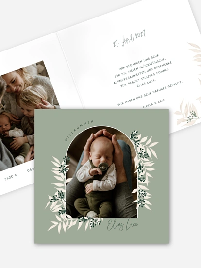 Geburtskarte Blühender Bogen