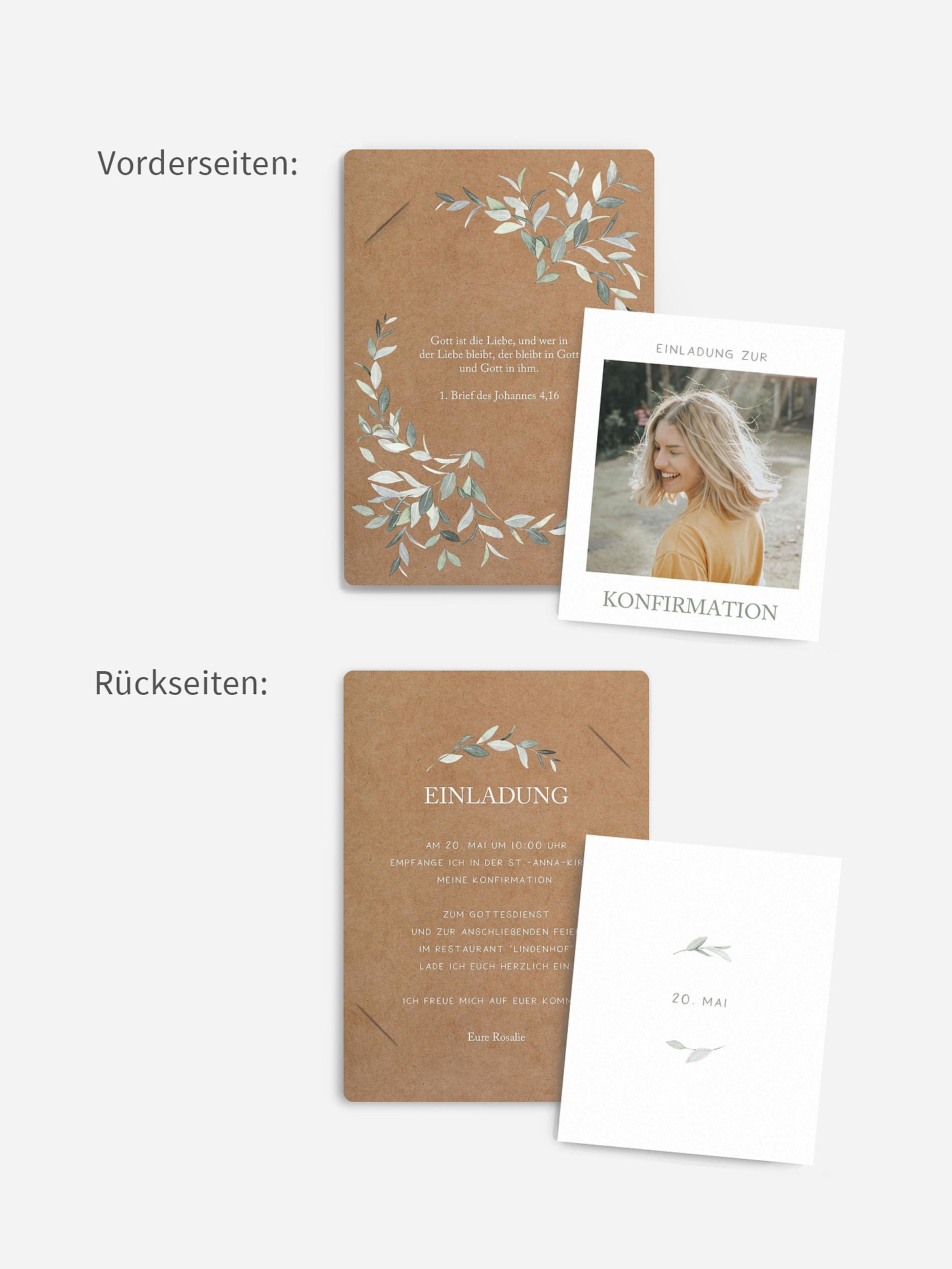 Konfirmationseinladung Elegant Leaves