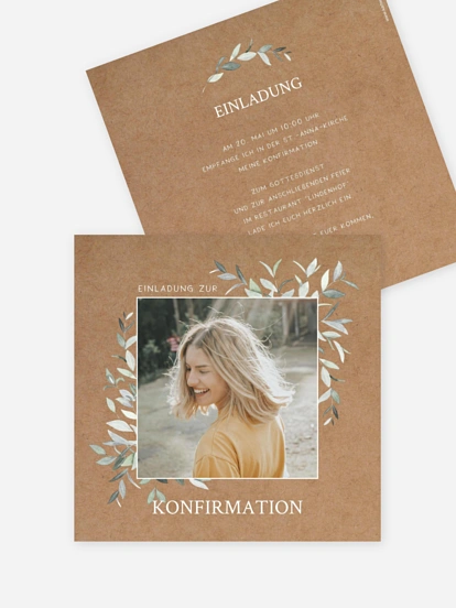Konfirmationseinladung Elegant Leaves