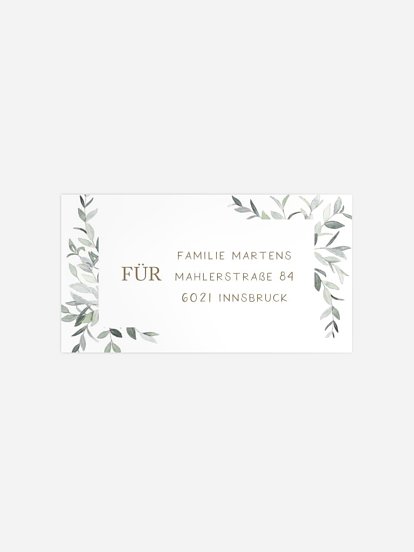 Empfängeraufkleber Konfirmation und Kommunion Elegant Leaves