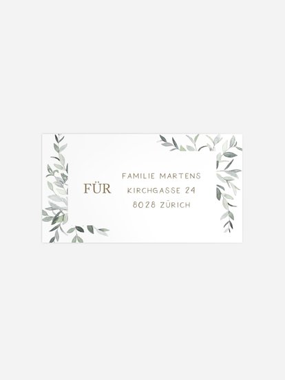 Empfängeraufkleber Konfirmation und Kommunion Elegant Leaves