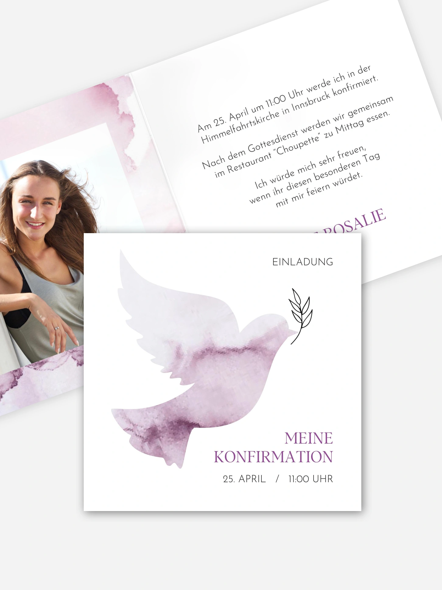 Konfirmationseinladung Heilige Taube