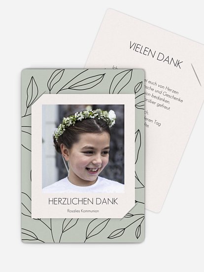 Danksagung Kommunion Simple Leaves