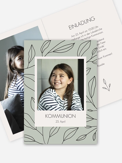 Kommunionseinladung Simple Leaves