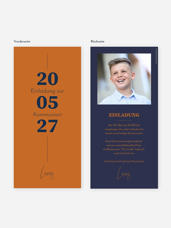 Kommunionseinladung Modern Font