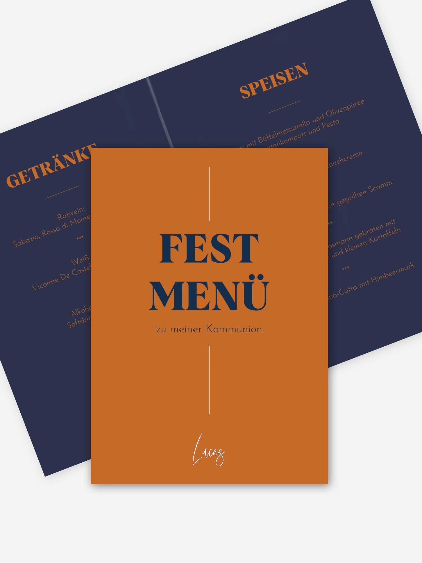 Menükarte Kommunion Modern Font