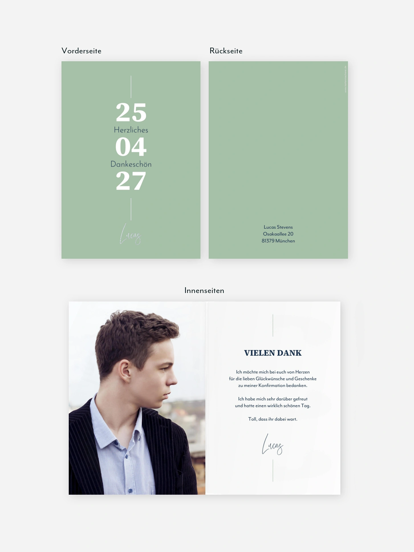 Danksagung Konfirmation Modern Font