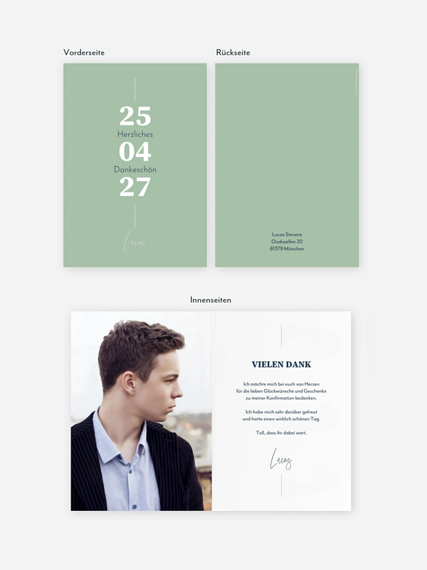 Danksagung Konfirmation Modern Font