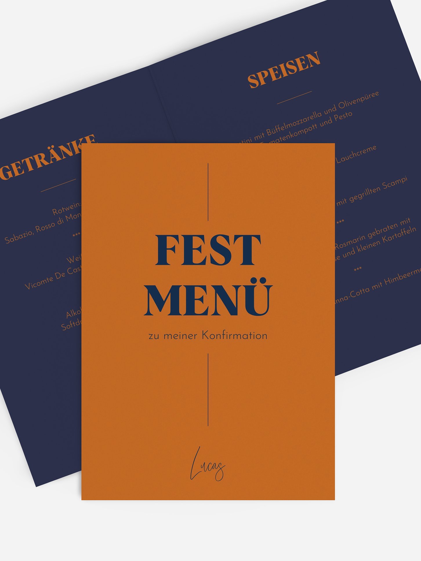 Menükarte Konfirmation Modern Font
