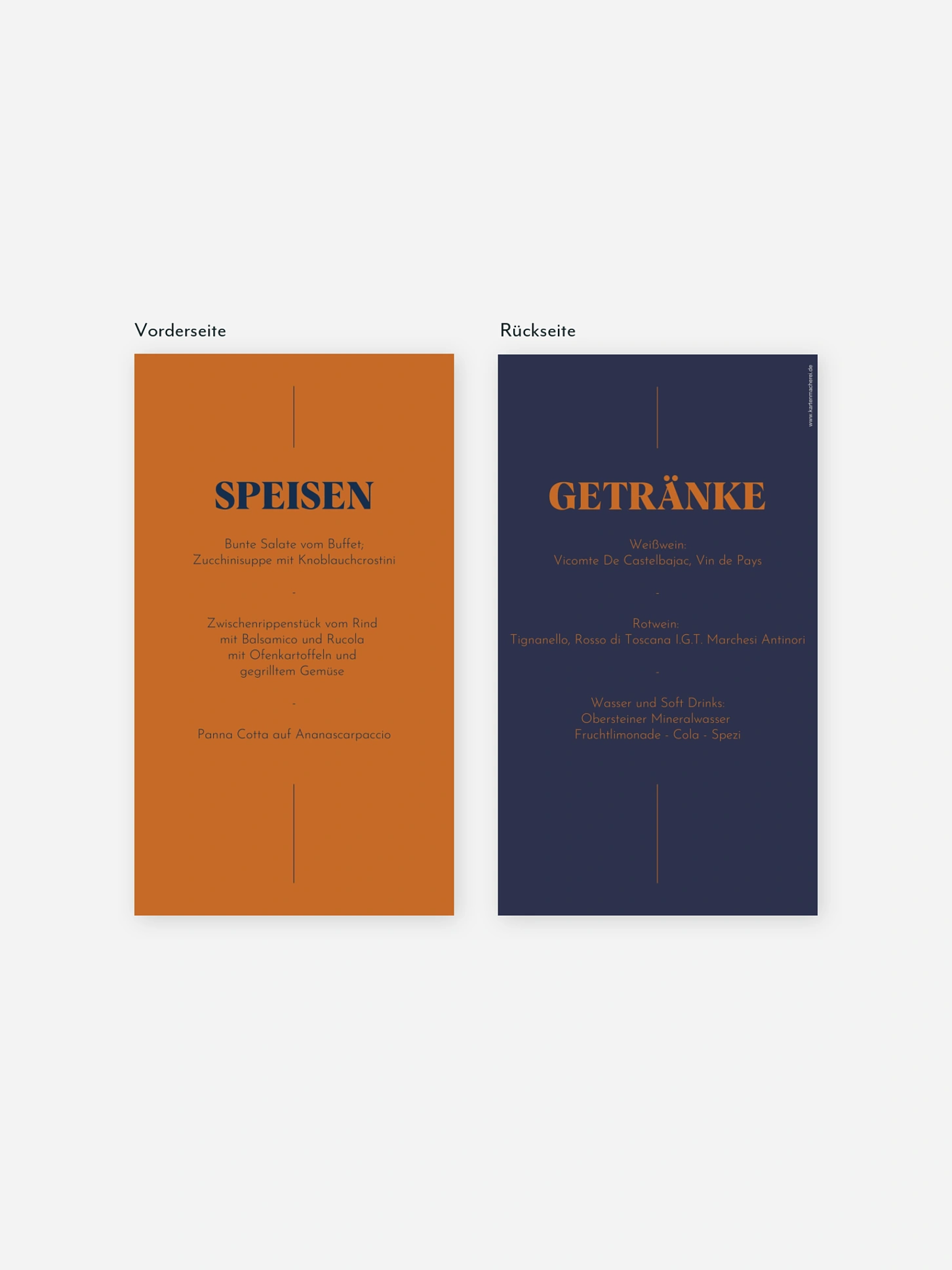 Menükarte Konfirmation Modern Font