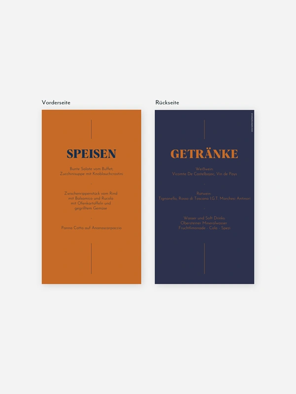 Menükarte Konfirmation Modern Font