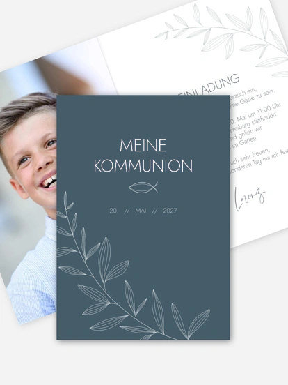 Kommunionseinladung Modern Fish
