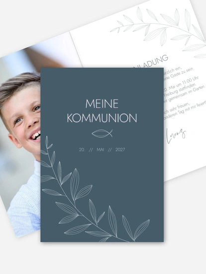 Kommunionseinladung Modern Fish