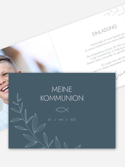 Kommunionseinladung Modern Fish