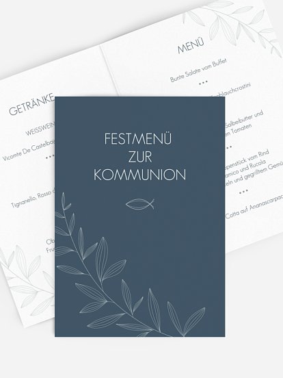 Menükarte Kommunion Modern Fish