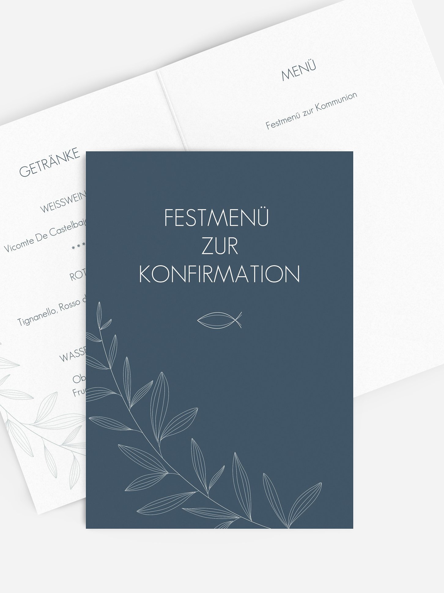 Menükarte Konfirmation Modern Fish