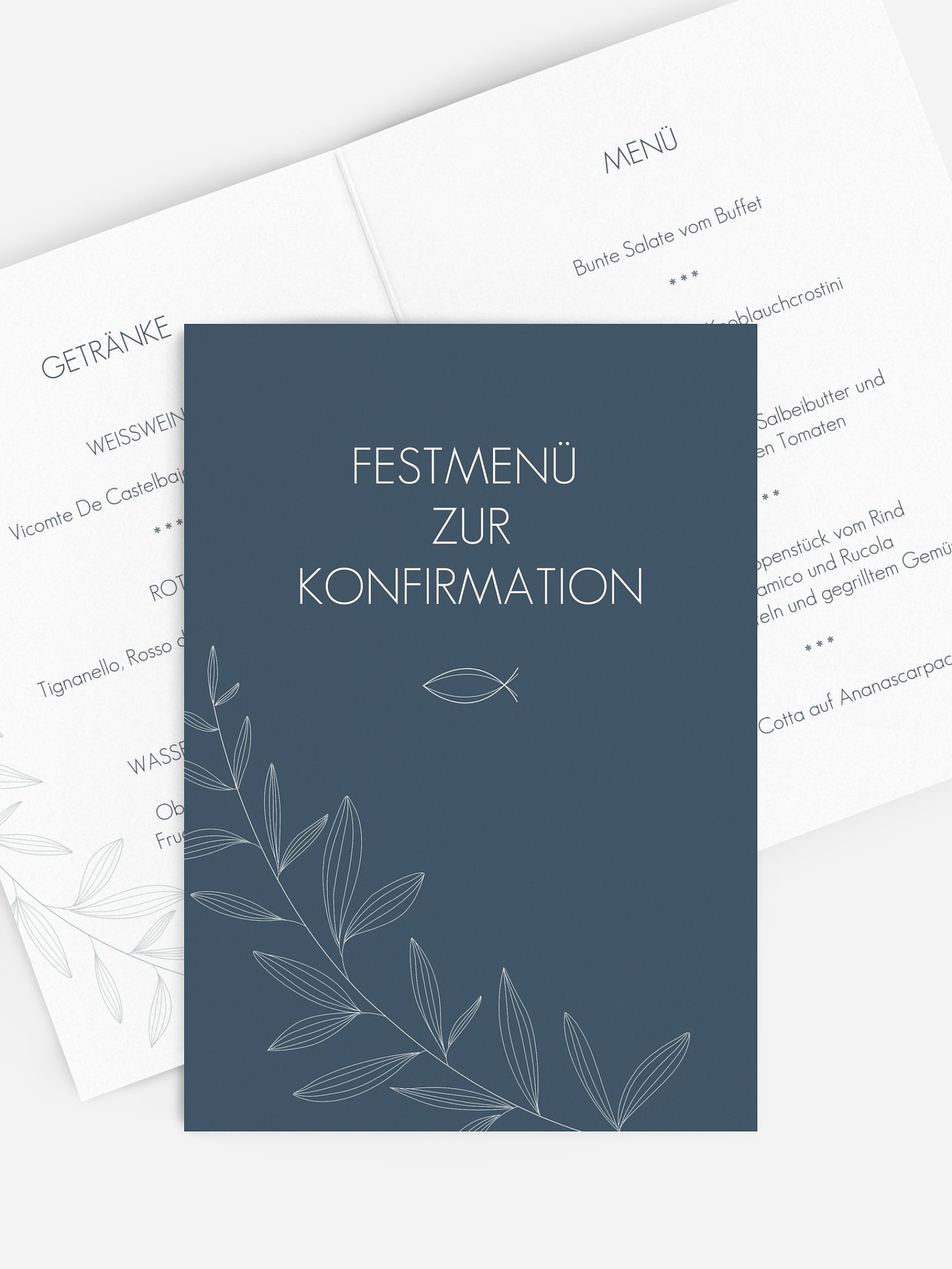 Menükarte Konfirmation Modern Fish