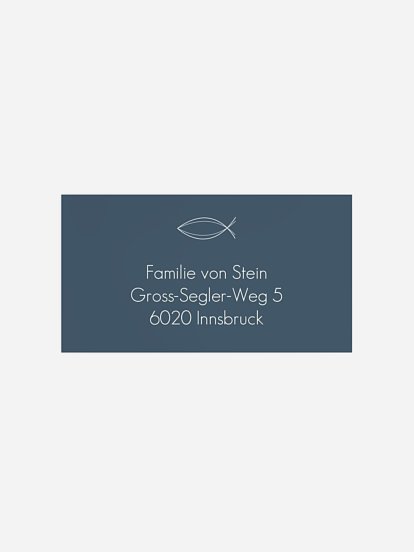 Empfängeraufkleber Konfirmation und Kommunion Modern Fish