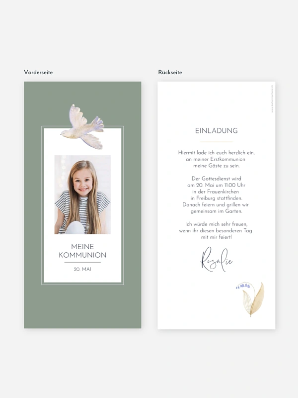 Kommunionseinladung Classic Dove