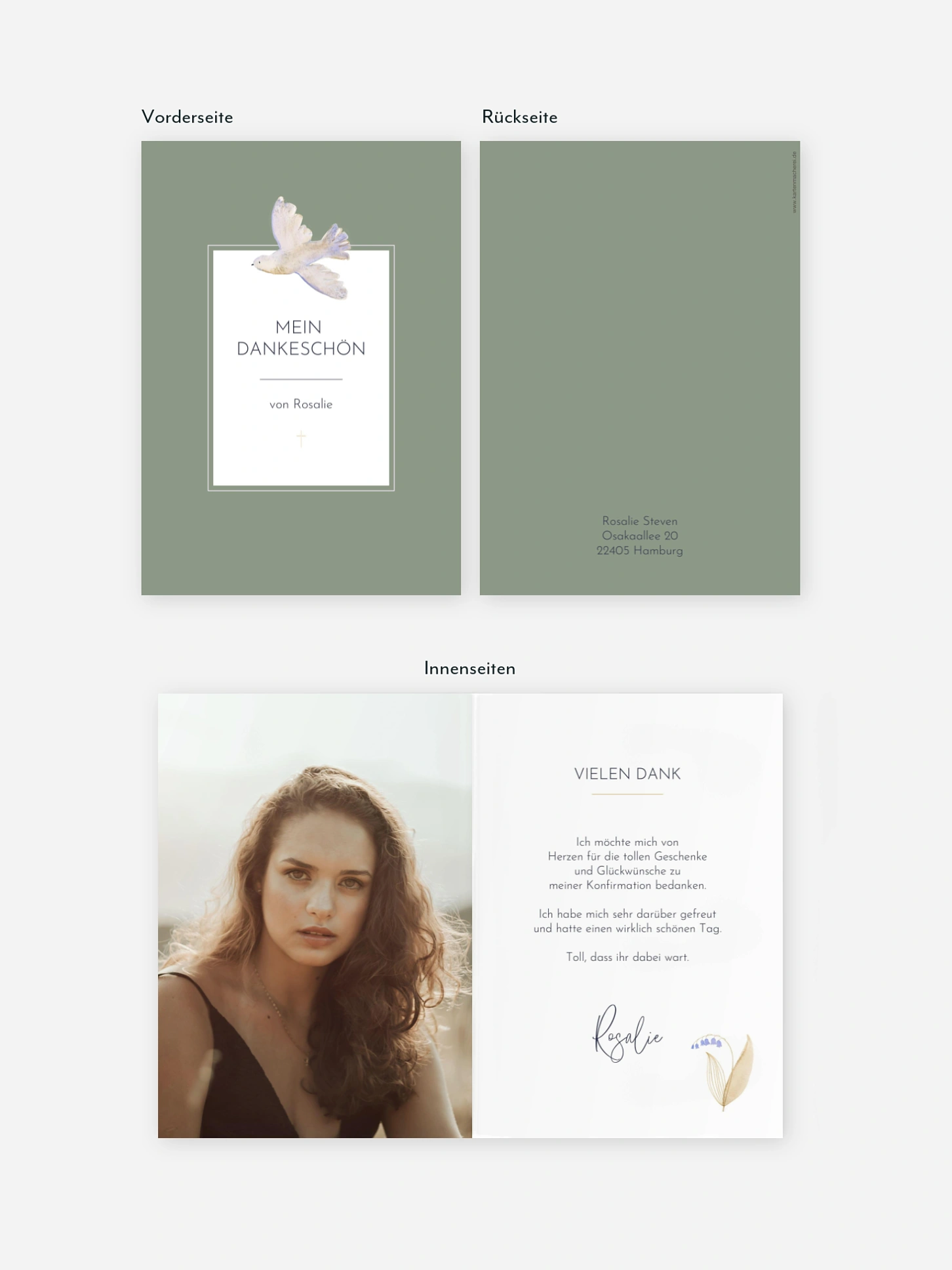 Danksagung Konfirmation Classic Dove