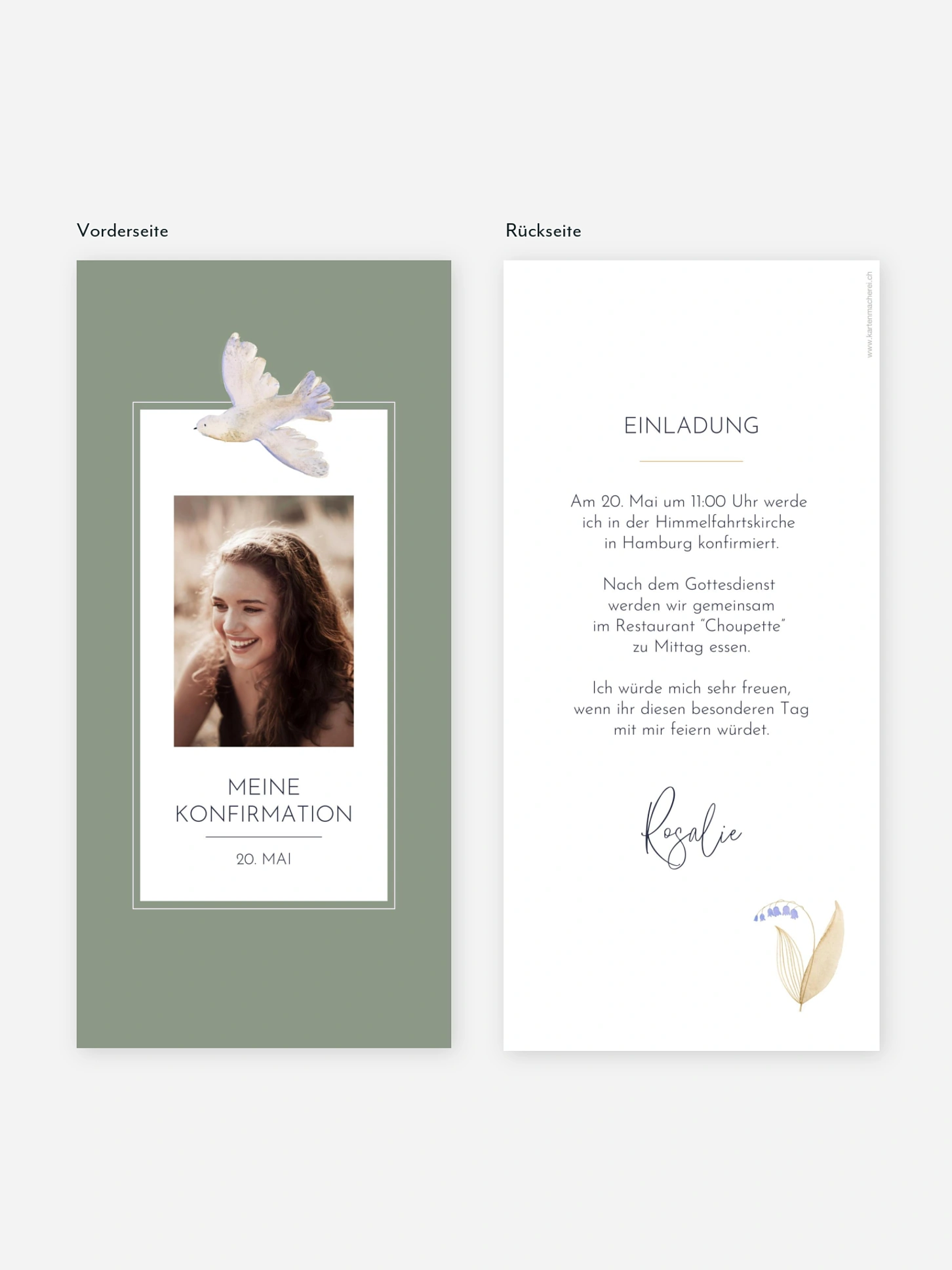 Konfirmationseinladung Classic Dove