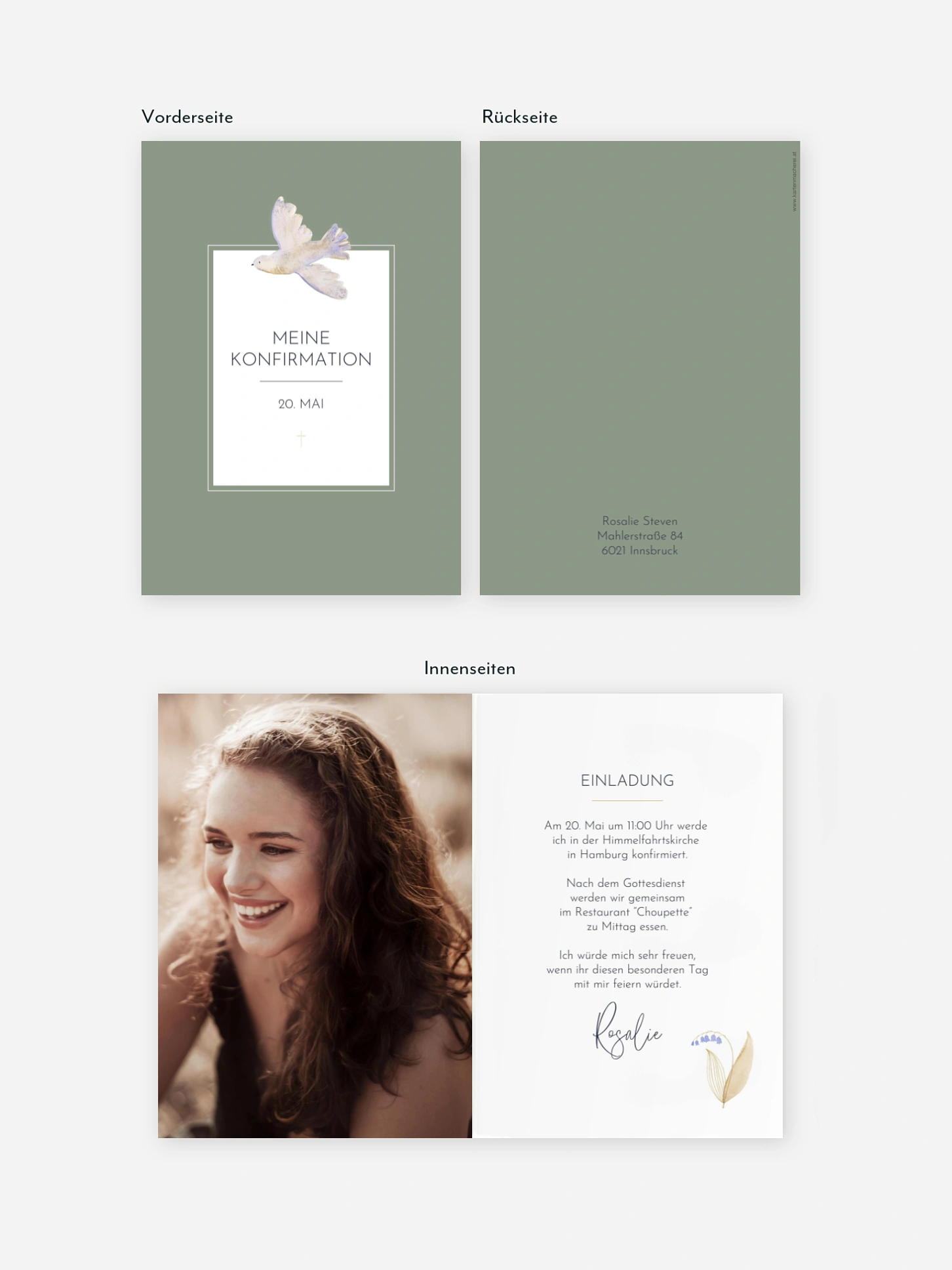Konfirmationseinladung Classic Dove