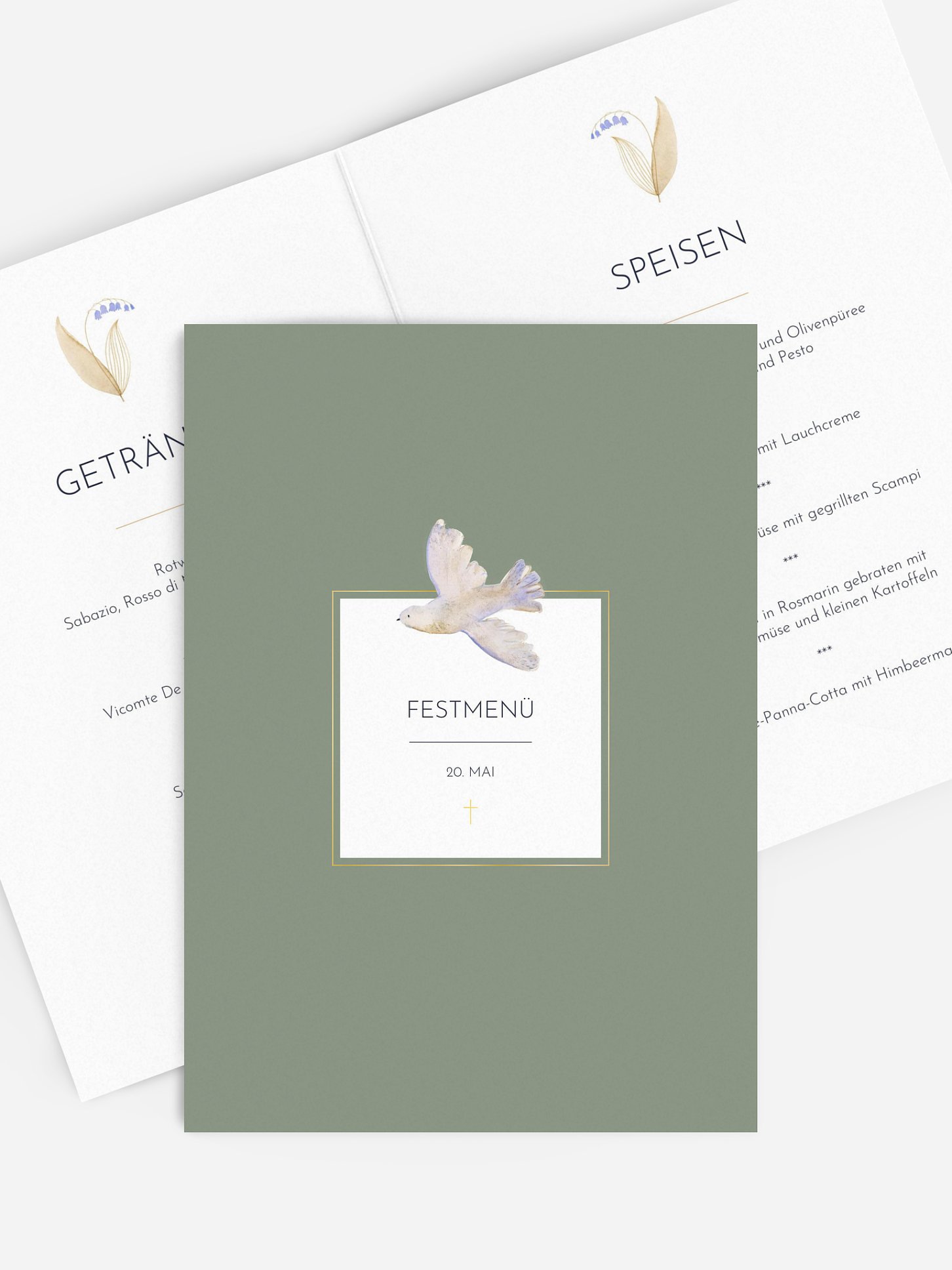 Menükarte Konfirmation Classic Dove