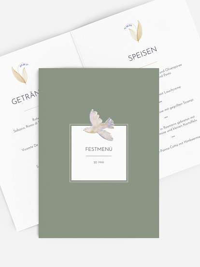 Menükarte Konfirmation Classic Dove