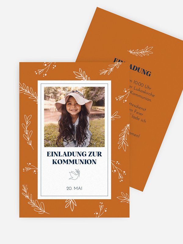 Kommunionseinladung Blooming Pattern
