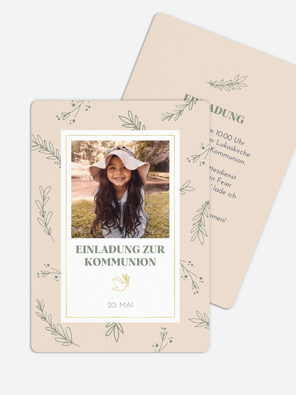 Kommunionseinladung Blooming Pattern