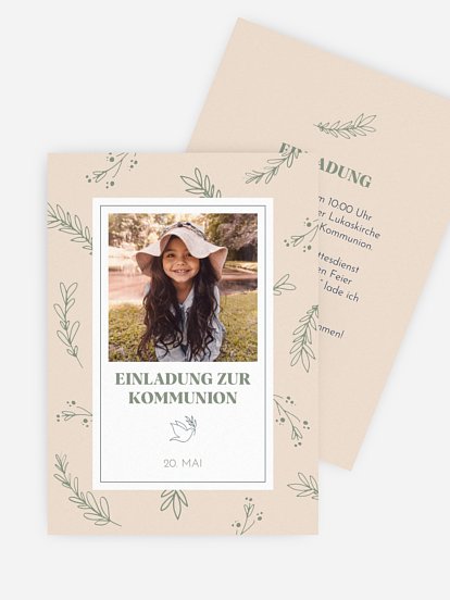 Kommunionseinladung Blooming Pattern