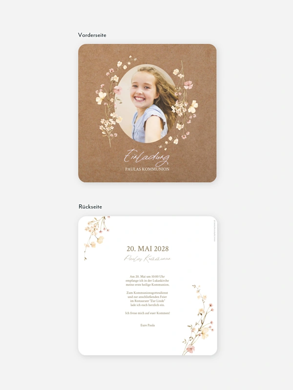 Kommunionseinladung Soft Bloom