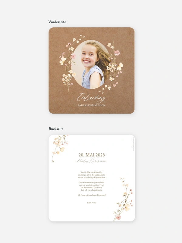 Kommunionseinladung Soft Bloom