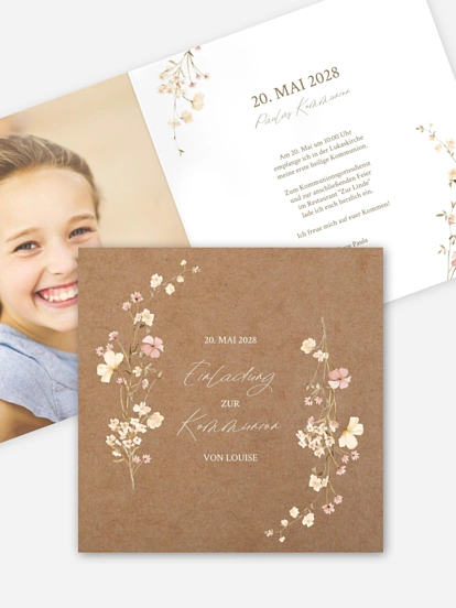 Kommunionseinladung Soft Bloom