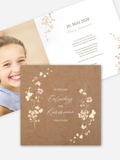 Kommunionseinladung Soft Bloom