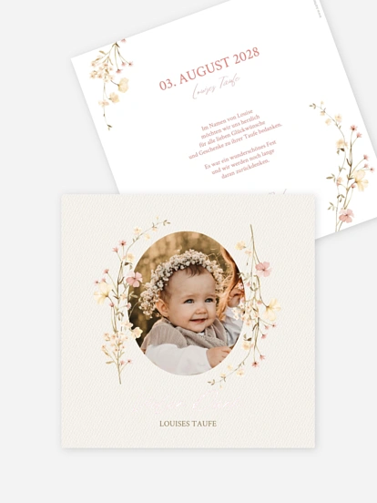 Dankeskarte Taufe Soft Bloom