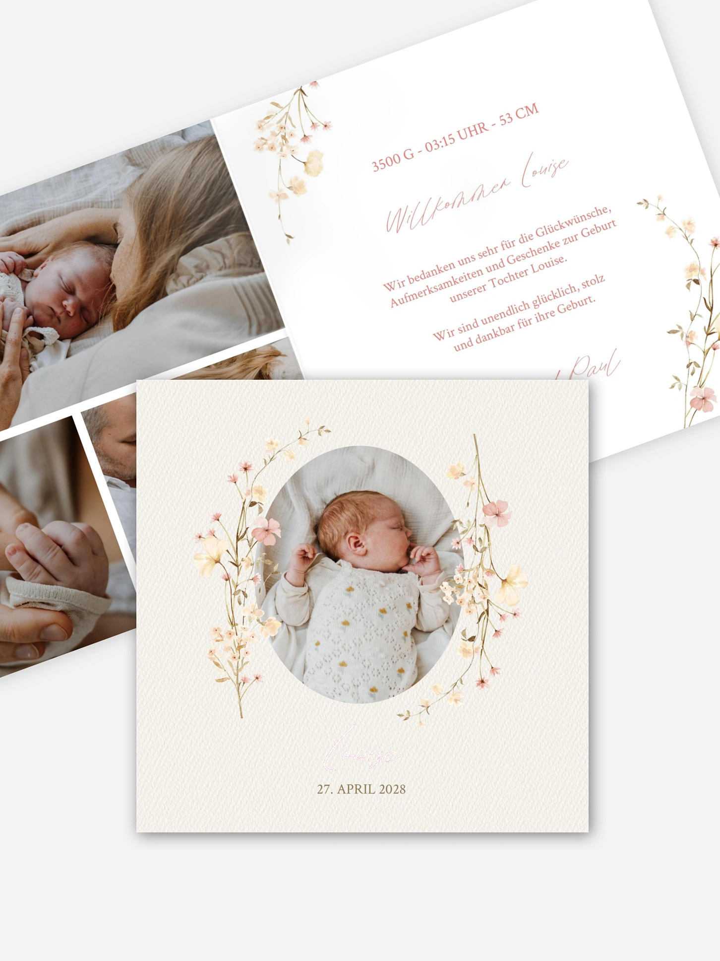 Geburtskarte Soft Bloom