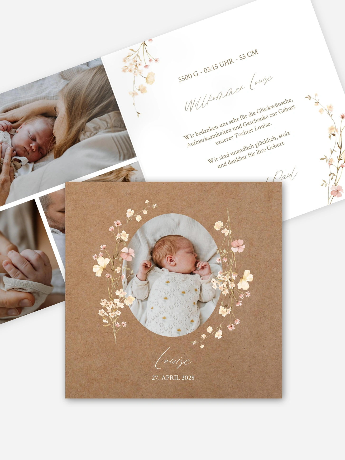Geburtskarte Soft Bloom