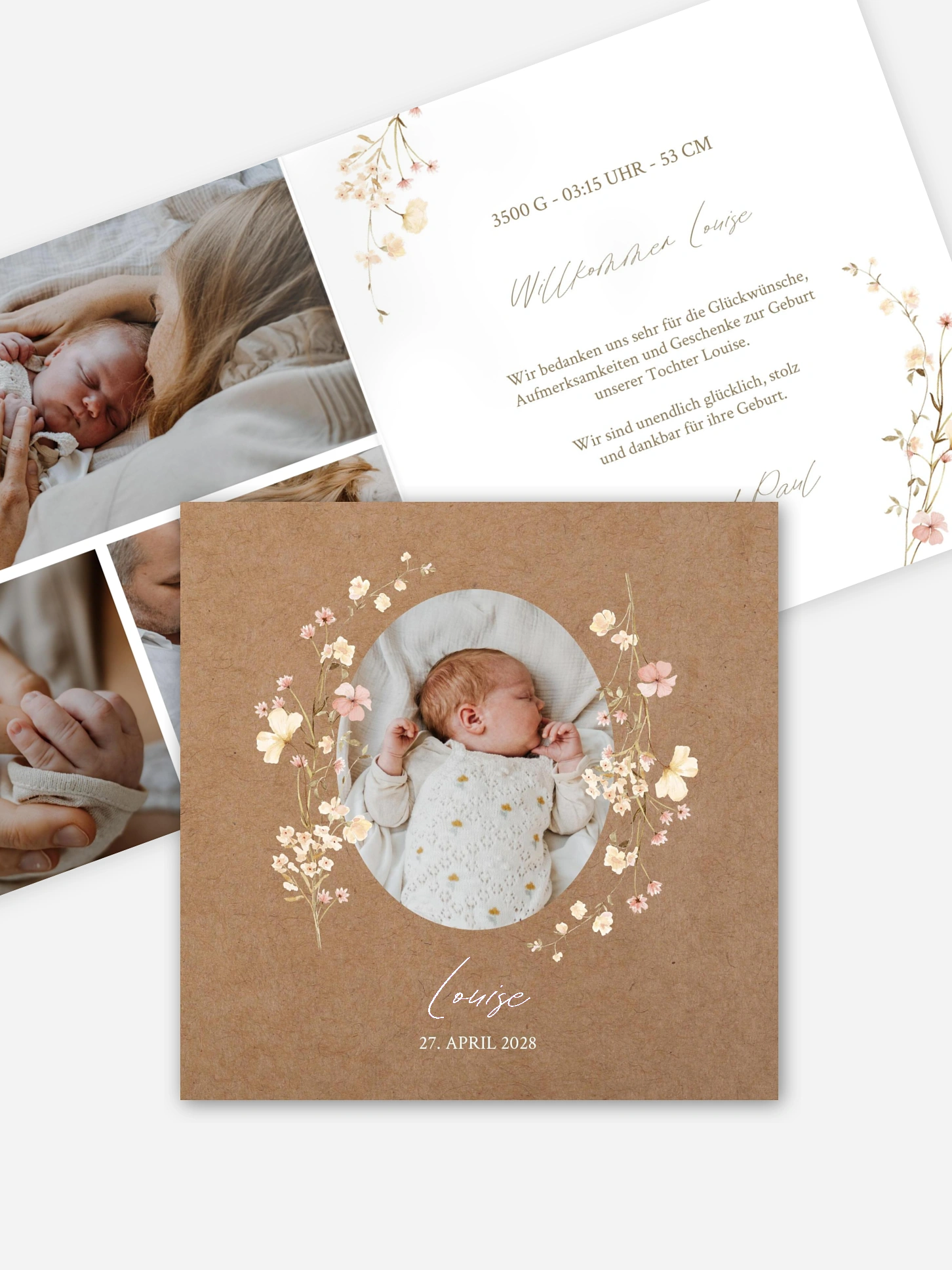 Geburtskarte Soft Bloom
