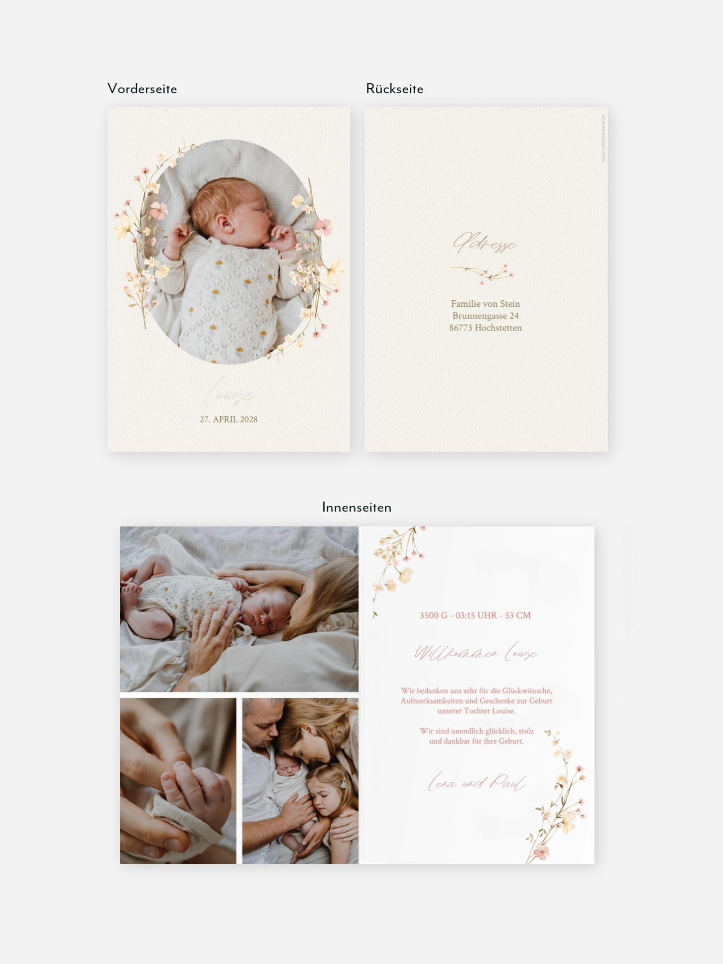 Geburtskarte Soft Bloom