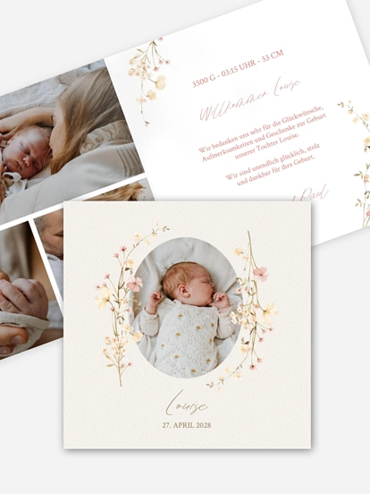 Geburtskarte Soft Bloom