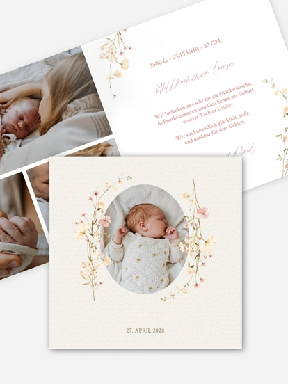 Geburtskarte Soft Bloom