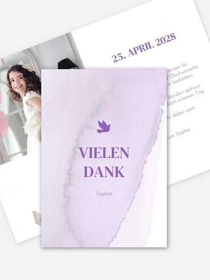Danksagung Kommunion Watercolor Dove