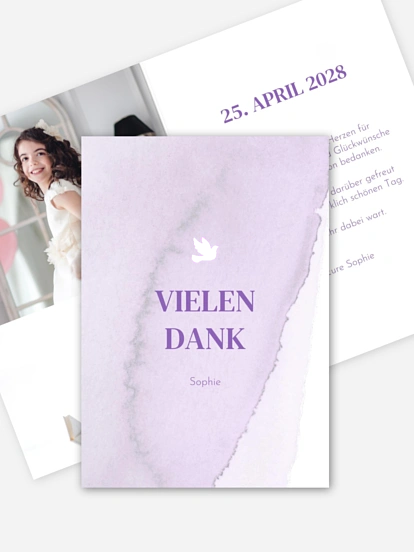 Danksagung Kommunion Watercolor Dove